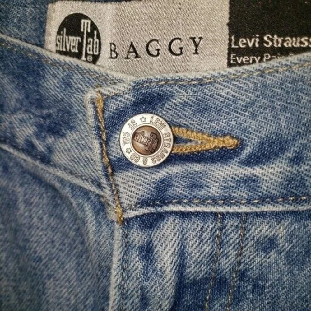 Levi's Sz 29 Silver Tab Denim Shorts Women's High-Waisted Mom Jean's Raw Hem - Picture 5 of 9